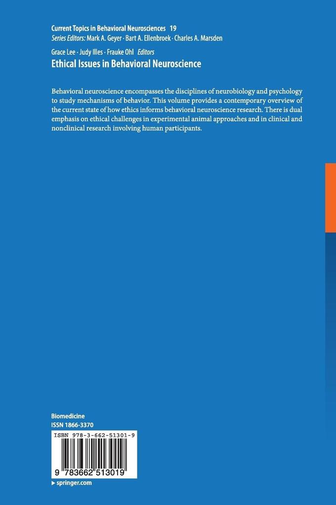 Weitere Ansicht: Ethical Issues in Behavioral Neuroscience