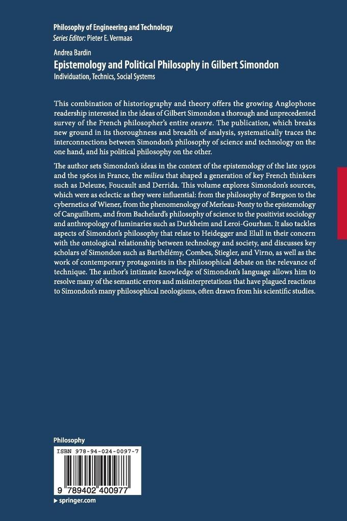 Weitere Ansicht: Epistemology and Political Philosophy in Gilbert Simondon | Andrea Bardin