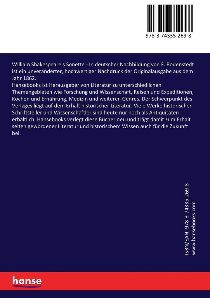Weitere Ansicht: William Shakespeare's Sonette | William Shakespeare