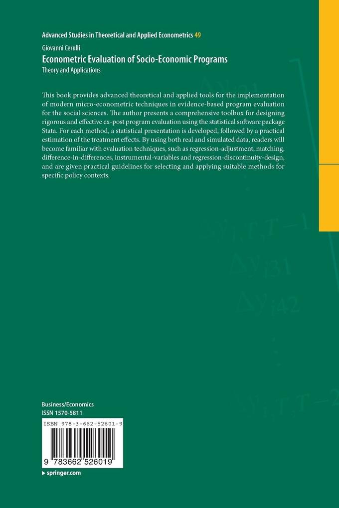 Weitere Ansicht: Econometric Evaluation of Socio-Economic Programs | Giovanni Cerulli