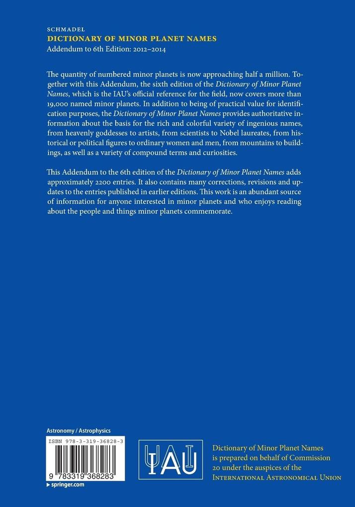 Weitere Ansicht: Dictionary of Minor Planet Names | Lutz D. Schmadel