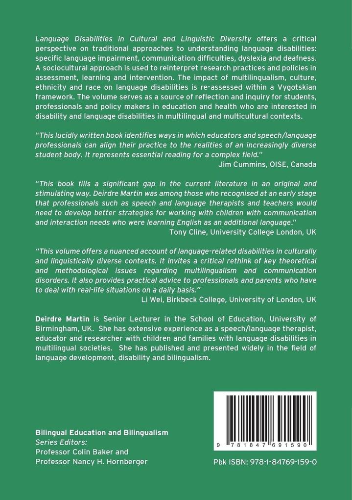 Weitere Ansicht: Language Disabilities in Cultural and Linguistic Diversity | Deirdre Martin