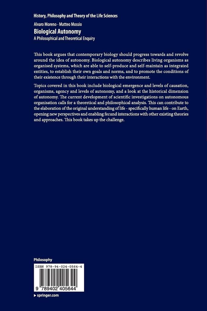 Weitere Ansicht: Biological Autonomy | Alvaro Moreno, Matteo Mossio