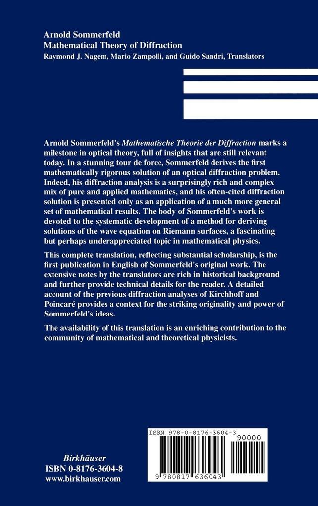 Weitere Ansicht: Mathematical Theory of Diffraction | Arnold Sommerfeld