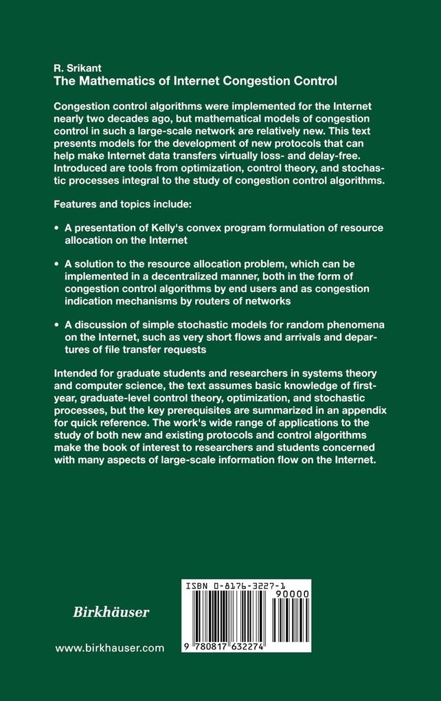 Weitere Ansicht: The Mathematics of Internet Congestion Control | Rayadurgam Srikant