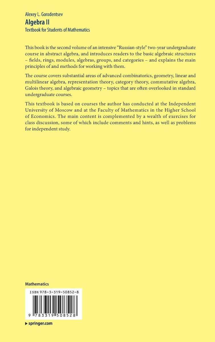Weitere Ansicht: Algebra II | Alexey L. Gorodentsev