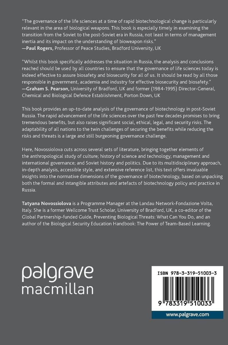 Weitere Ansicht: Governance of Biotechnology in Post-Soviet Russia | Tatyana Novossiolova