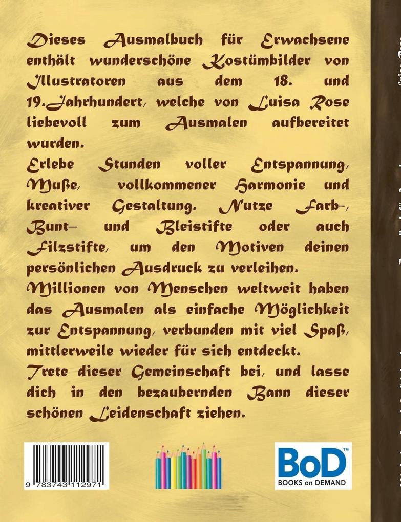 Weitere Ansicht: Mode des 18. und 19. Jahrhunderts (Ausmalbuch) | Luisa Rose