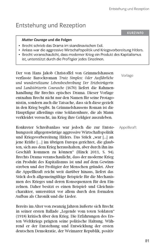 Weitere Ansicht: Klett Lektürehilfen Bertolt Brecht "Mutter Courage und ihre Kinder"