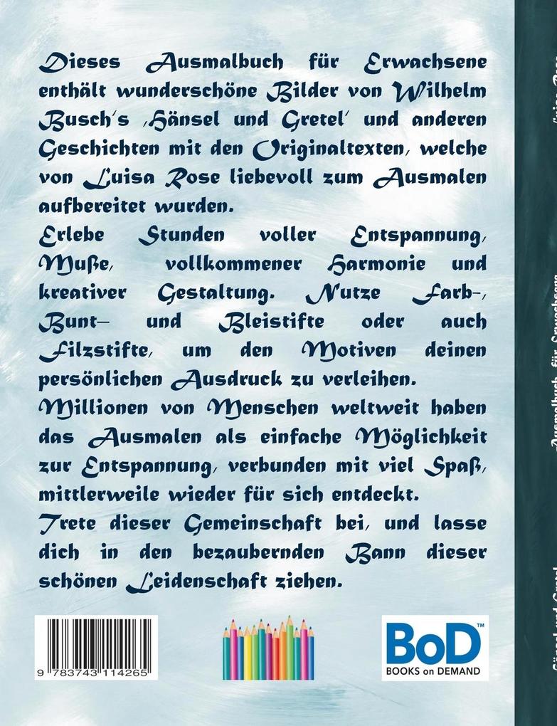 Weitere Ansicht: Hänsel und Gretel (Ausmalbuch) | Wilhelm Busch, Luisa Rose