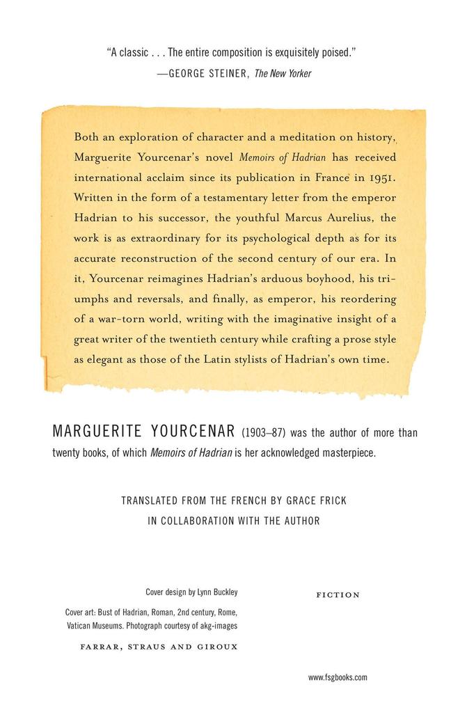 Weitere Ansicht: Memoirs of Hadrian | Marguerite Yourcenar