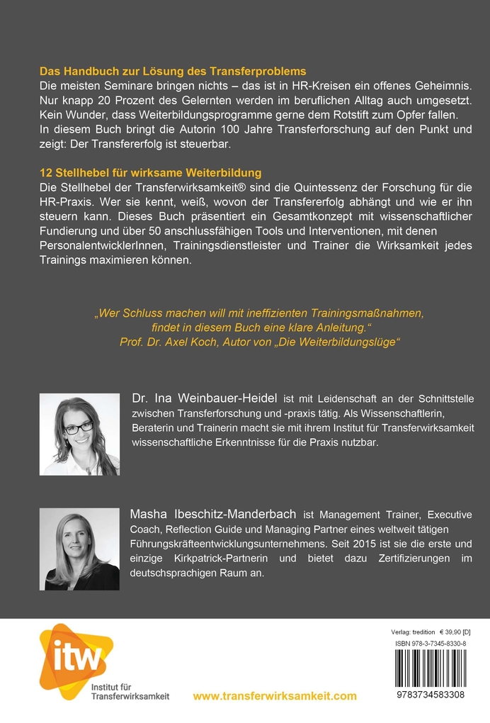 Weitere Ansicht: Was Trainings wirklich wirksam macht | Ina Weinbauer-Heidel, Masha Ibeschitz-Manderbach