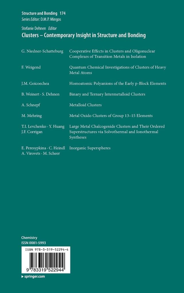 Weitere Ansicht: Clusters - Contemporary Insight in Structure and Bonding
