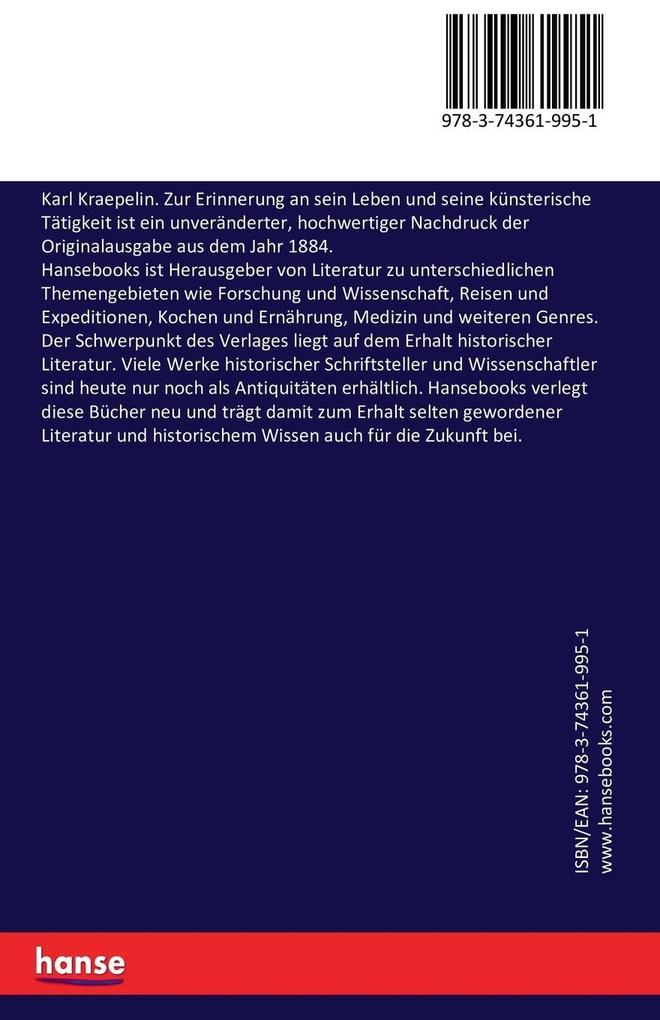 Weitere Ansicht: Karl Kraepelin. Zur Erinnerung an sein Leben und seine künsterische Tätigkeit | Carl Friedrich Theodor Müller