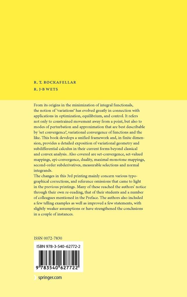 Weitere Ansicht: Variational Analysis | R. Tyrrell Rockafellar, Roger J. -B. Wets