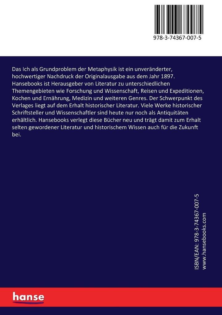 Weitere Ansicht: Das Ich als Grundproblem der Metaphysik | Arthur Drews