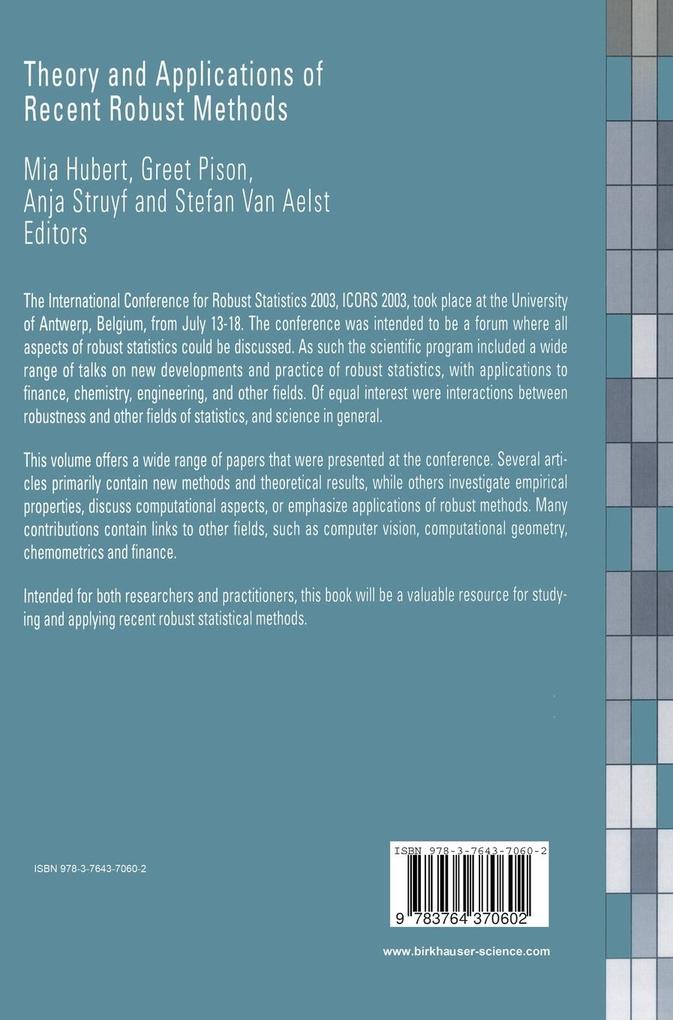 Weitere Ansicht: Theory and Applications of Recent Robust Methods