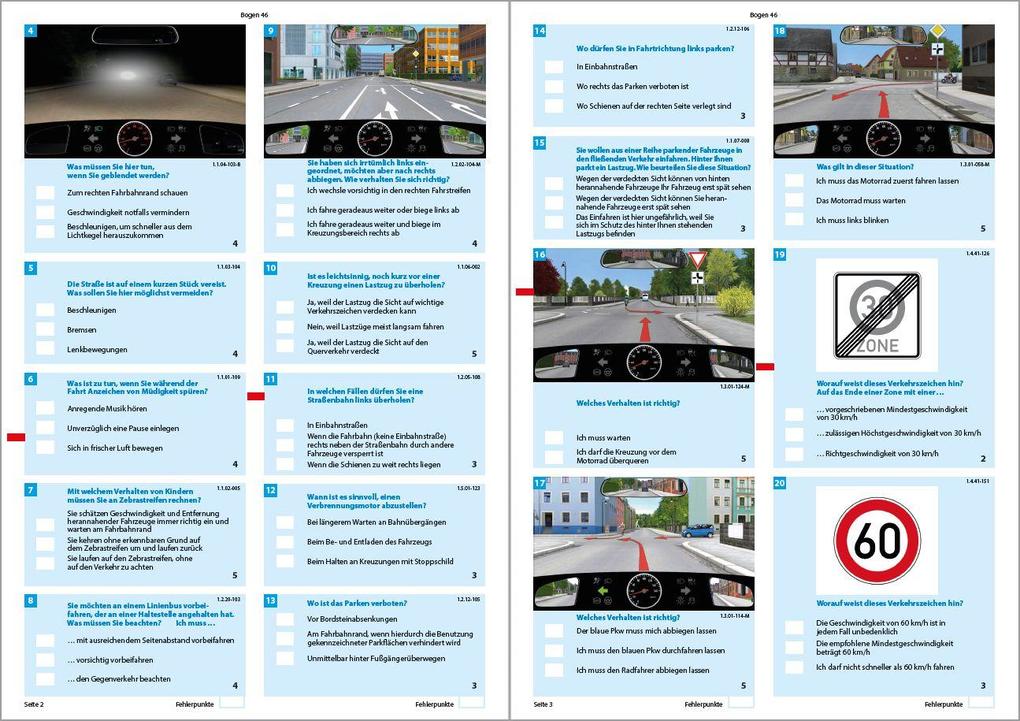 Weitere Ansicht: Führerschein Fragebogen Klasse B - Auto Theorieprüfung original amtlicher Fragenkatalog auf 71 Bögen