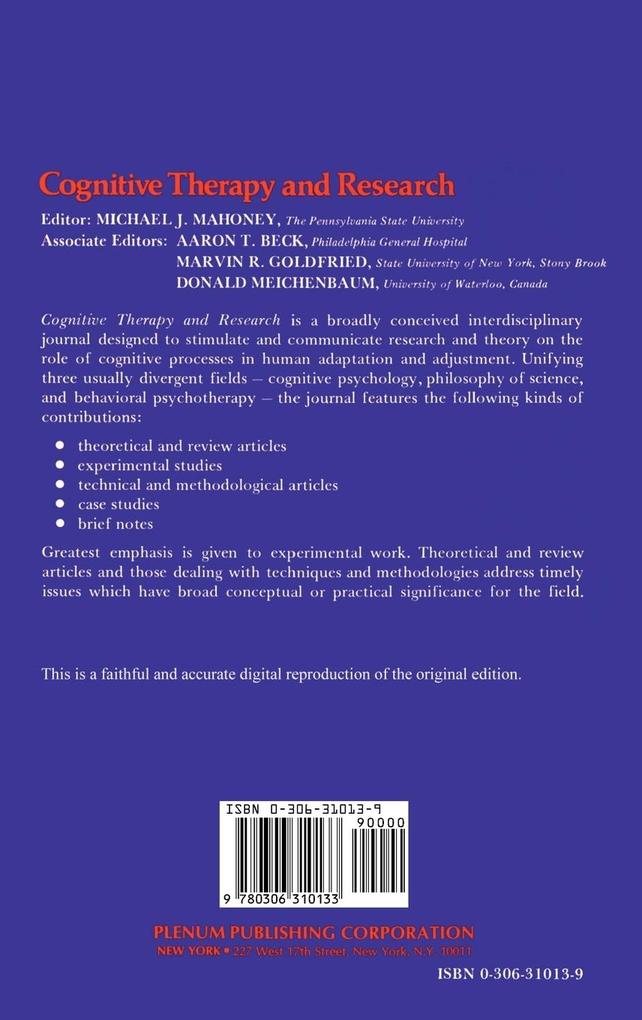 Weitere Ansicht: Cognitive-Behavior Modification | Donald Meichenbaum