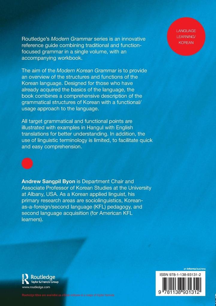 Weitere Ansicht: Modern Korean Grammar | Andrew Sangpil Byon, Andrew Byon