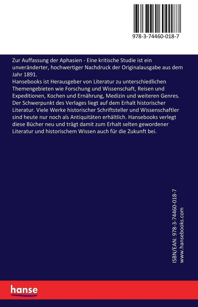 Weitere Ansicht: Zur Auffassung der Aphasien - Eine kritische Studie | Sigmund Freud
