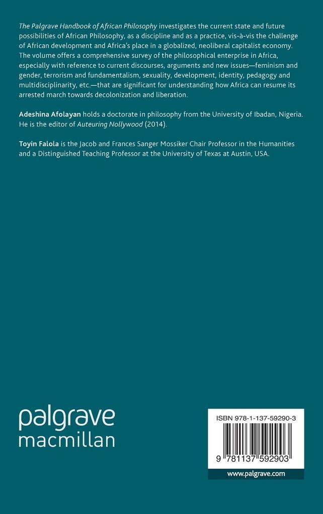Weitere Ansicht: The Palgrave Handbook of African Philosophy