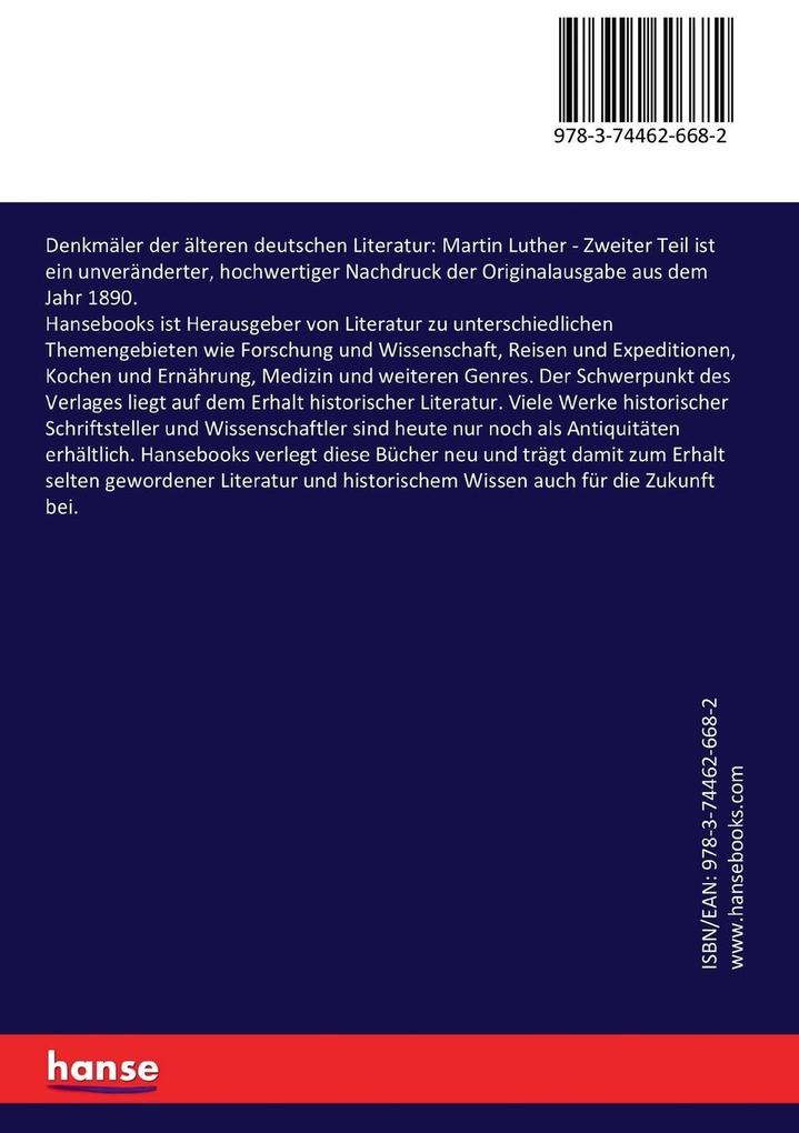 Weitere Ansicht: Denkmäler der älteren deutschen Literatur: Martin Luther | Martin Luther