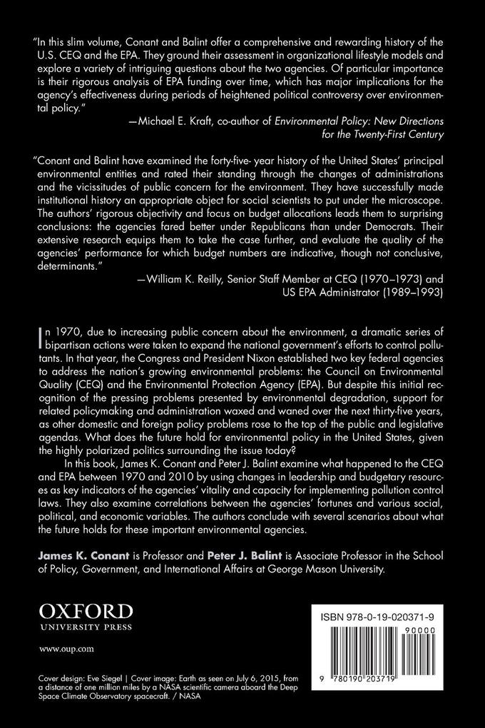 Weitere Ansicht: Life Cycles of the Council on Environmental Quality and the Environmental Protection Agency | James K. Conant, Peter J. Balint