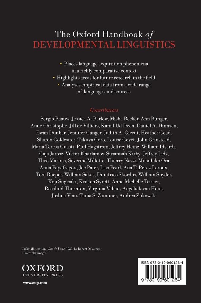 Weitere Ansicht: The Oxford Handbook of Developmental Linguistics