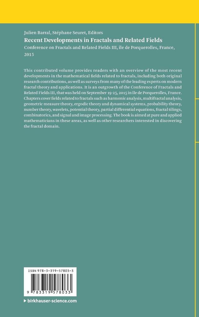 Weitere Ansicht: Recent Developments in Fractals and Related Fields