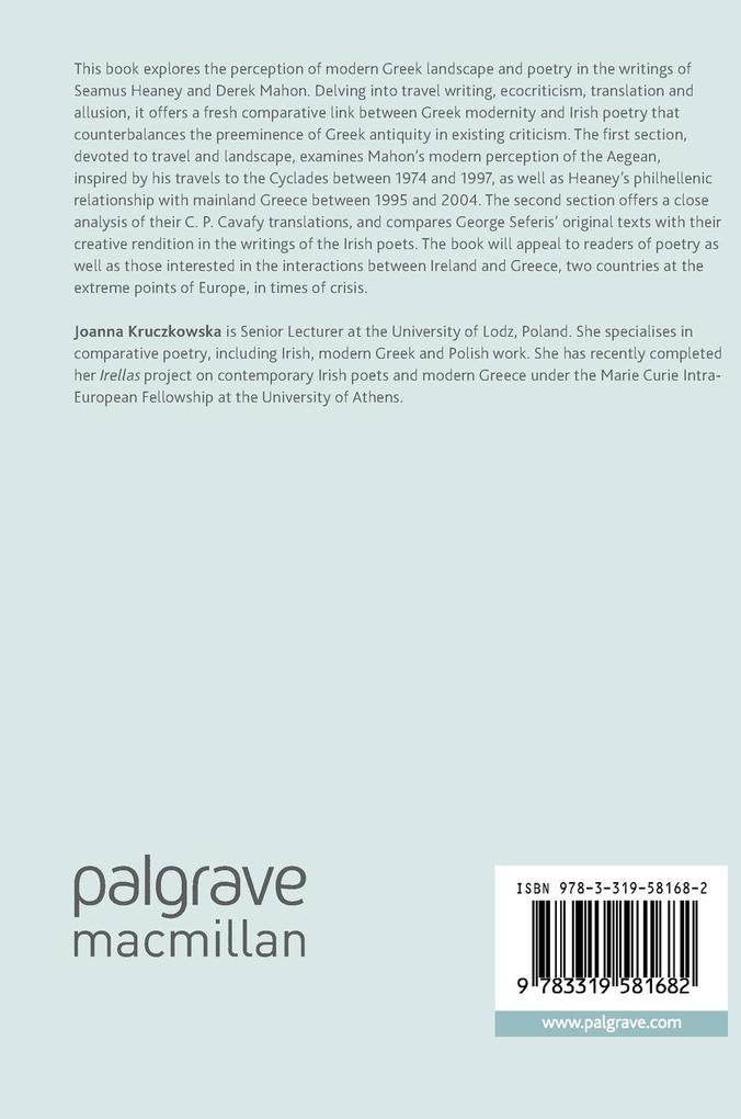 Weitere Ansicht: Irish Poets and Modern Greece | Joanna Kruczkowska