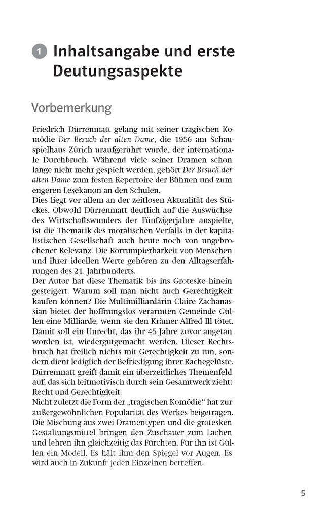 Weitere Ansicht: Lektürehilfen Friedrich Dürrenmatt "Der Besuch der alten Dame"