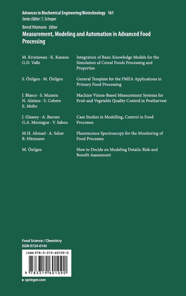 Weitere Ansicht: Measurement, Modeling and Automation in Advanced Food Processing