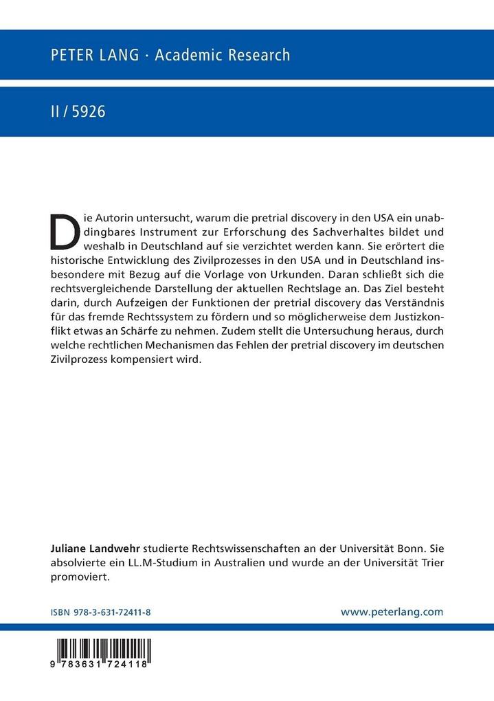 Weitere Ansicht: Die Pretrial Discovery | Juliane Landwehr