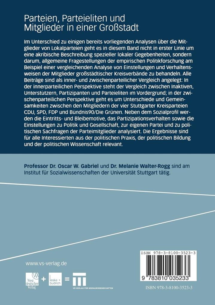 Weitere Ansicht: Parteien, Parteieliten und Mitglieder in einer Großstadt
