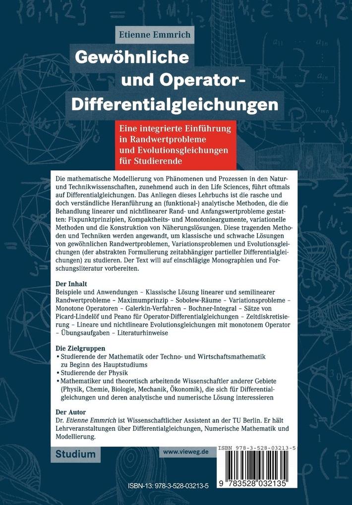 Weitere Ansicht: Gewöhnliche und Operator-Differentialgleichungen | Etienne Emmrich