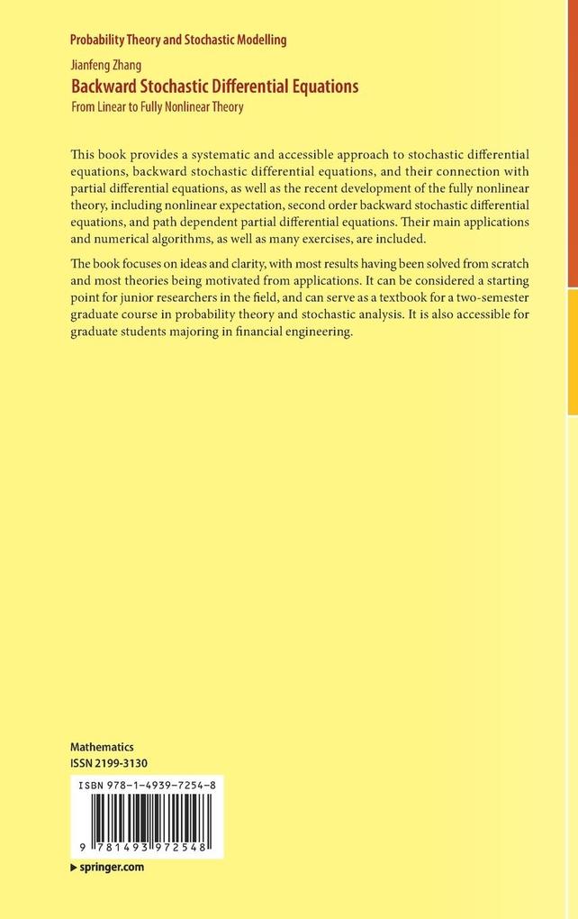 Weitere Ansicht: Backward Stochastic Differential Equations | Jianfeng Zhang