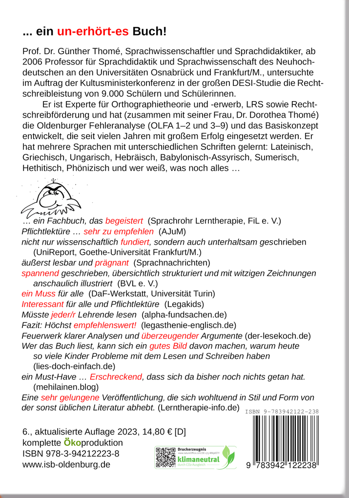 Weitere Ansicht: ABC und andere Irrtümer über Orthographie, Rechtschreiben, LRS/Legasthenie | Günther Thomé
