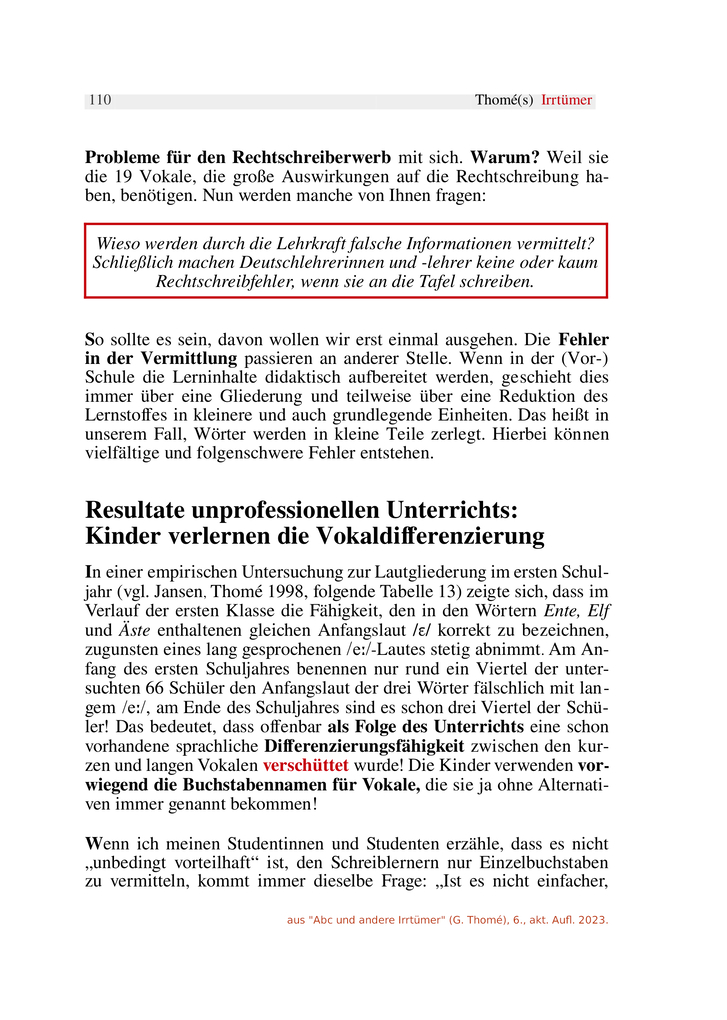 Weitere Ansicht: ABC und andere Irrtümer über Orthographie, Rechtschreiben, LRS/Legasthenie | Günther Thomé