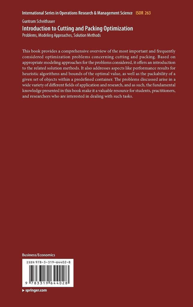 Weitere Ansicht: Introduction to Cutting and Packing Optimization | Guntram Scheithauer