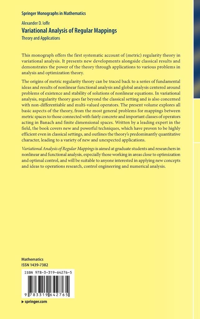 Weitere Ansicht: Variational Analysis of Regular Mappings | Alexander D. Ioffe