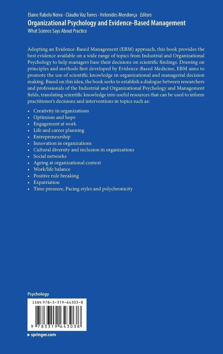 Weitere Ansicht: Organizational Psychology and Evidence-Based Management