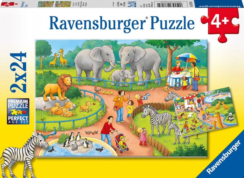 Produktbild: Ravensburger - Ein Tag im Zoo, 2 x 24 Teile