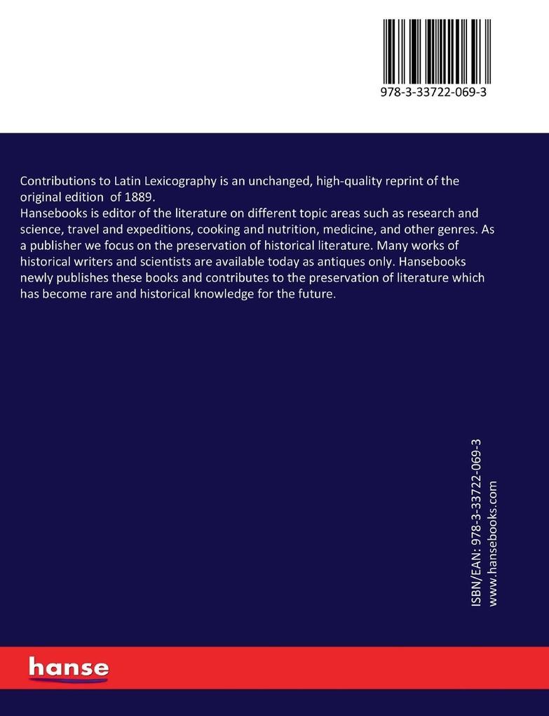 Weitere Ansicht: Contributions to Latin Lexicography | Henry Nettleship