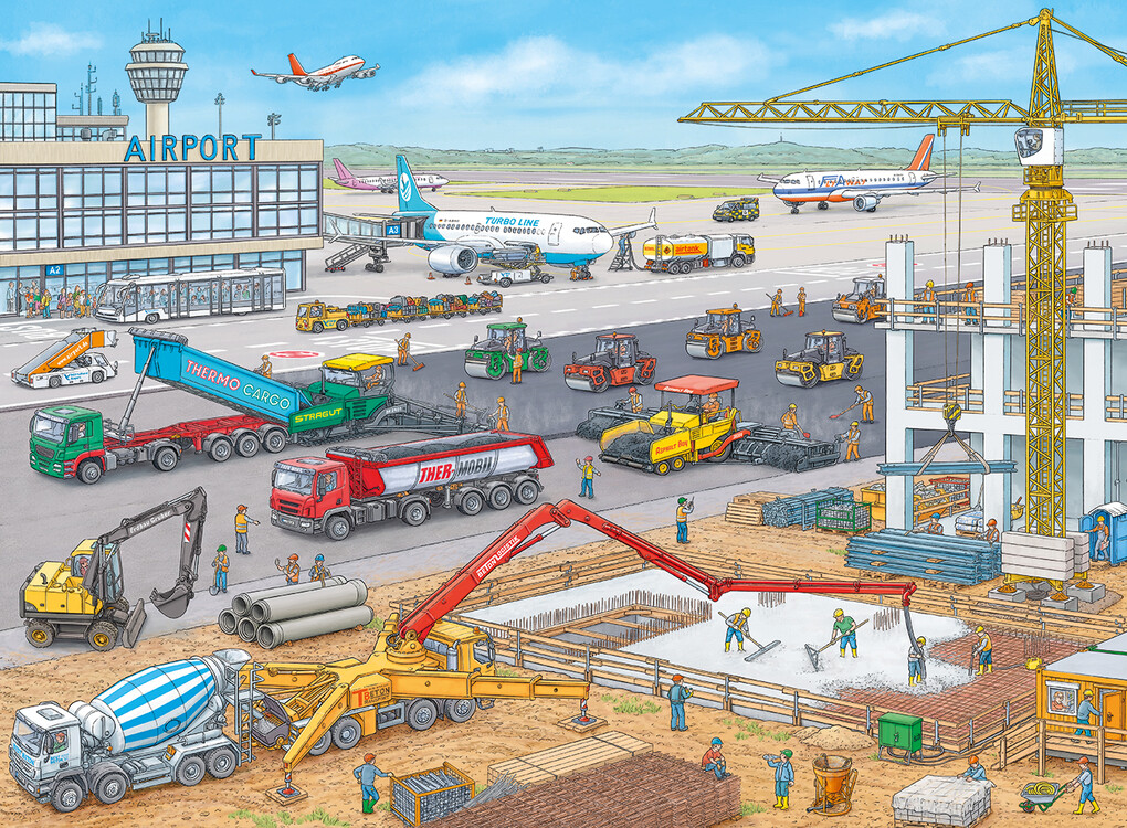 Weitere Ansicht: Baustelle am Flughafen. Kinderpuzzle 100 Teile