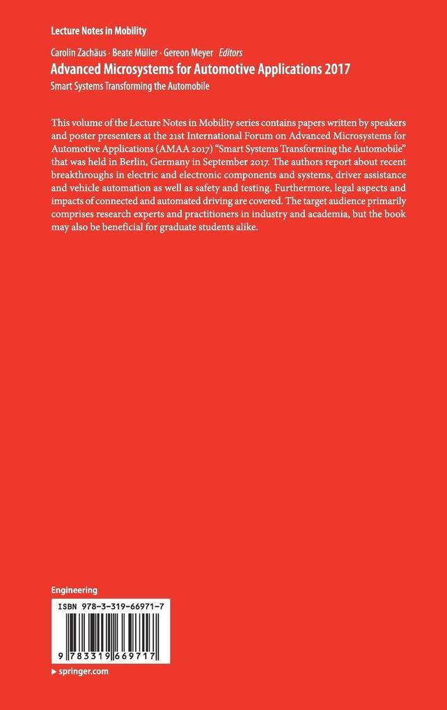 Weitere Ansicht: Advanced Microsystems for Automotive Applications 2017