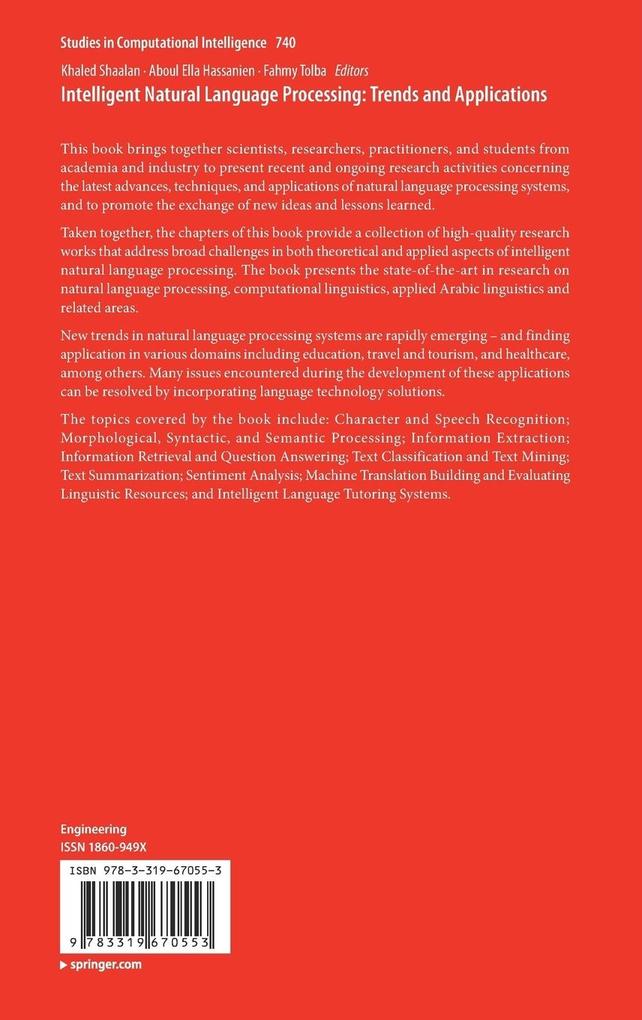 Weitere Ansicht: Intelligent Natural Language Processing: Trends and Applications