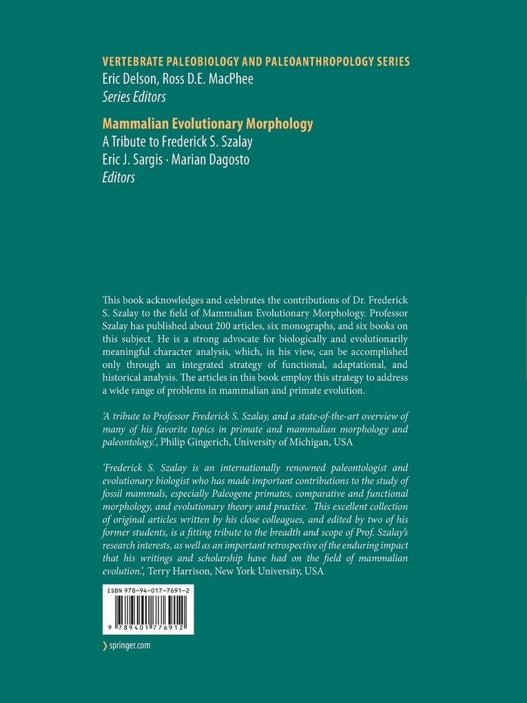 Weitere Ansicht: Mammalian Evolutionary Morphology