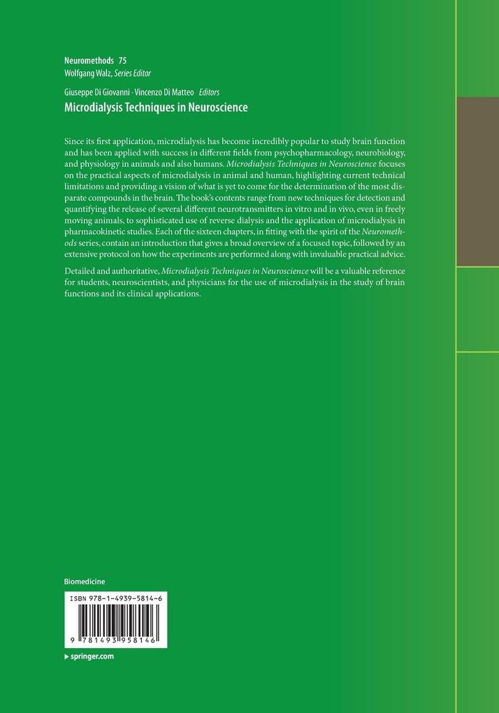 Weitere Ansicht: Microdialysis Techniques in Neuroscience