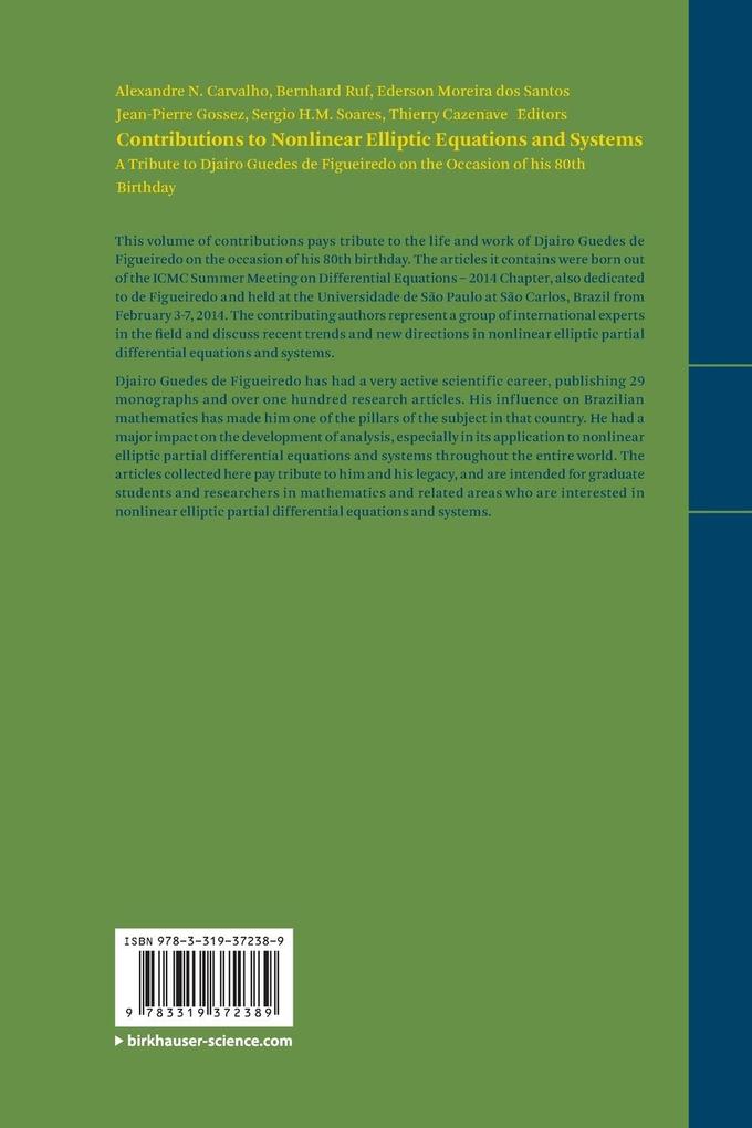 Weitere Ansicht: Contributions to Nonlinear Elliptic Equations and Systems